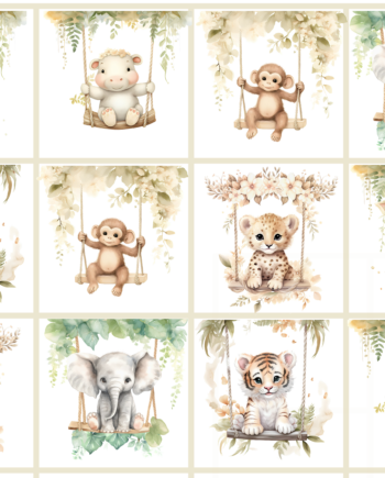 Panneau-Lingette lavable Animaux balançoire
